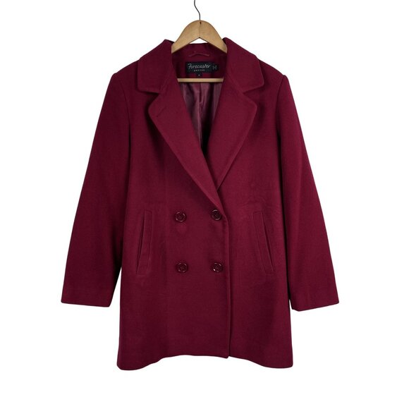 Forecaster of Boston Womens Double Breasted Red Wool Blend Peacoat Sz 8 - Picture 1 of 9